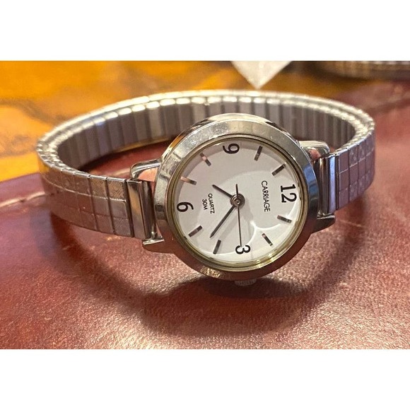 Women's 20mm Silver Tone Carriage by Timex Watch, Wr30M, Expansion Band - Picture 2 of 3